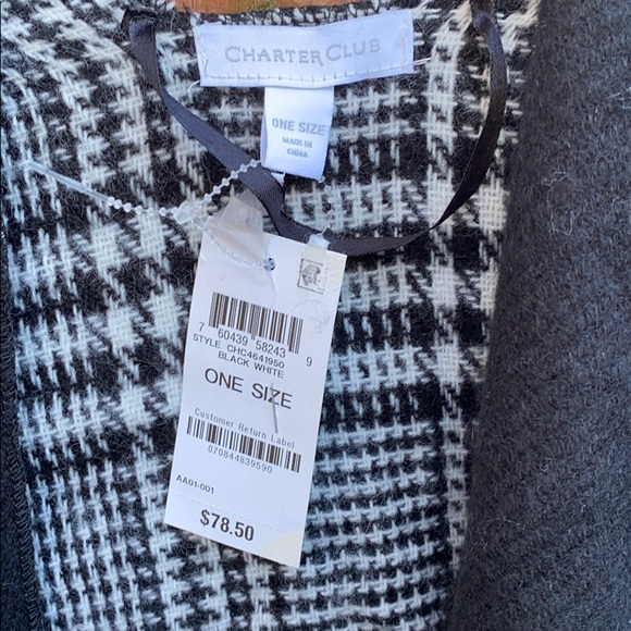 Charter Club Reversible Plaid Colorblocked Topper - Picture 5 of 8